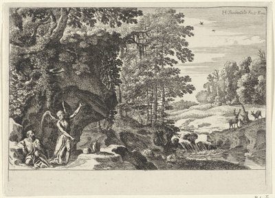 エリヤと天使 旧約聖書のシーン（シリーズタイトル） 作： Herman van Swanevelt