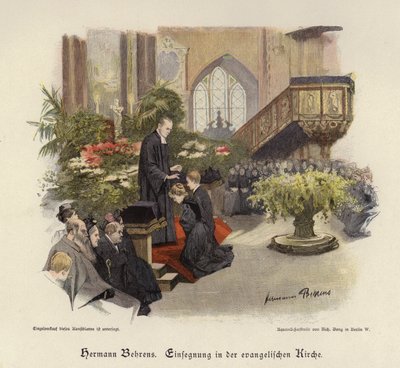 福音派教会での確認礼拝（カラー彫刻 作： Hermann Behrens