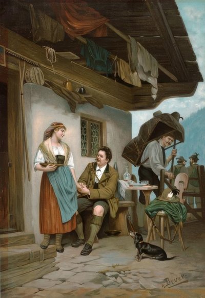 山の牧草地の夏の行楽客 作： Hermann Bever