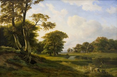 ヘレベックの森の風景。 秋 作： Hermann Carmiencke