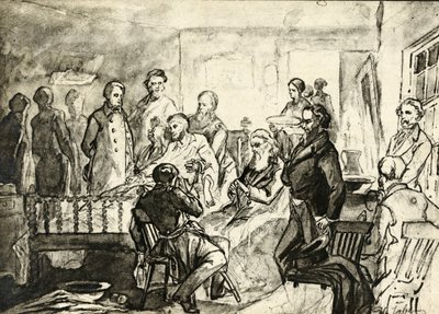 死のベッドにいるエイブラハムリンカーン、1865年頃 作： Hermann Faber