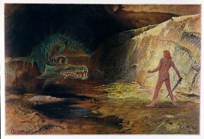 ジークフリートとファフナー、1906 作： Hermann Hendrich