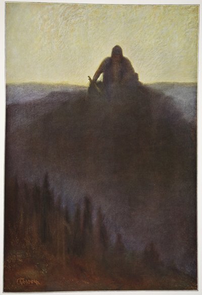 ウォタンは槍を折ってヴァルハラで終わりを待つ1906 作： Hermann Hendrich
