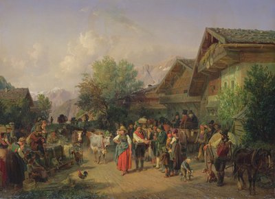 高山牧草地からの帰郷、1848 作： Hermann Kauffmann