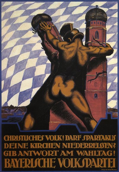 キリスト教徒！ スパルタクスはあなたの教会を取り壊すでしょうか, 1919 作： Hermann Keimel