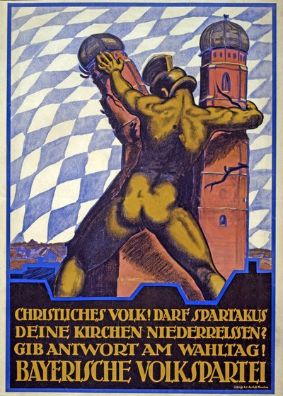 バイエルン人民党の選挙運動ポスター (カラー リソ) 作： Hermann Keimel