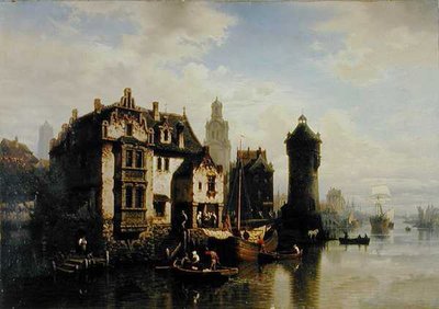 ロッテルダムの眺め（油彩・パネル 作： Hermann Meyerheim
