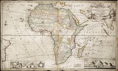 アフリカ地図、1715年頃（彩色エングレーヴィング） 作： Hermann Moll