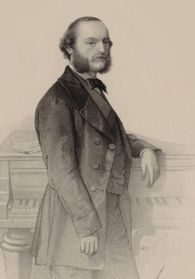 ピアニスト兼作曲家デジレ・マグヌスの肖像画（1828～1884年）。 作： Hermann Raunheim