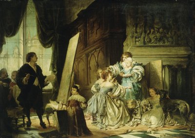 ヴァンディックのスタジオでの絵チャールズの肖像画、プリンスオブウェールズ、チャールズ1世の息子、1876 作： Hermann Schneider