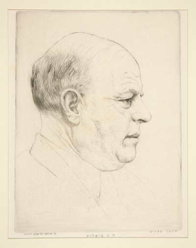H. N. Bialik (横顔の頭の肖像画) 作： Hermann Struck