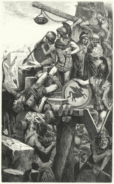アレクサンダー大王、タイヤを包囲する紀元前332年 作： Hermann Vogel