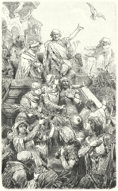 コーラディリエンツォはローマの人々に新しい憲法を与えました、1347 作： Hermann Vogel
