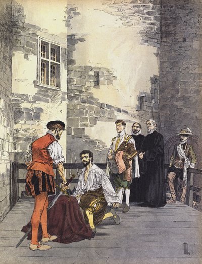 1602年パリのバスティーユでの反逆罪のためのバイロン公シャルル・ド・ゴントーの処刑 作： Hermann Vogel