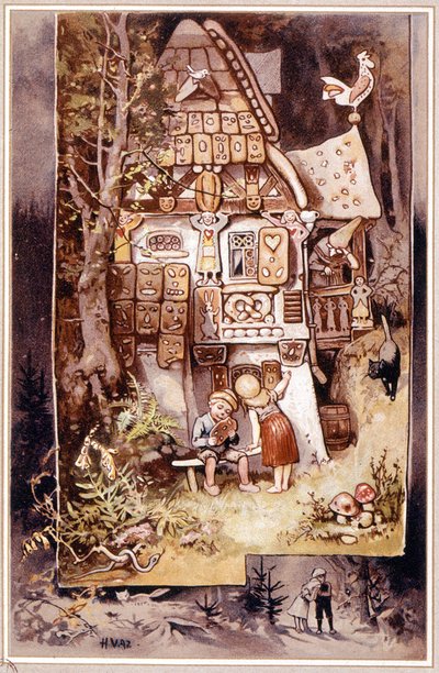 グリム童話「ヘンゼルとグレーテル」-イラスト：ヘルマン・フォーゲル 作： Hermann Vogel