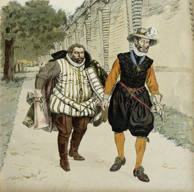 ヘンリー4世（1553-1610）とマイエンヌ公シャルル・ド・ロレーヌ（1554-1611）。1596年、ブリー川沿いにあるモンソー城の庭園で行われた、2人の敵であるlegueursのリーダー、マイエンヌと国王の最初の和解のための会見。図解 作： Hermann Vogel