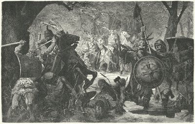 1255年の異教の旧プロイセン人に対するボヘミア十字軍のオットカーII 作： Hermann Vogel