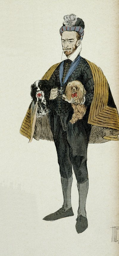 ヘンリー3世（1551-1589）、フランス王（1574-1589）、ポーランド王（1574）の肖像。1907年、ヘルマン・フォーゲル（1856-1918）によるイラスト。Particuliereコレクション。 作： Hermann Vogel