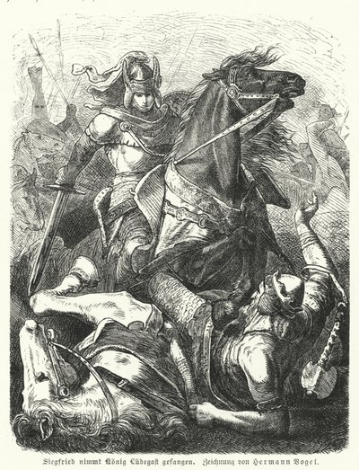 ジークフリートがルデガスト王を捕獲 作： Hermann Vogel