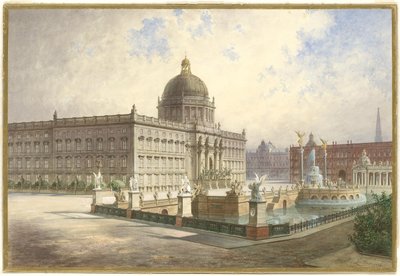 ベルリンのシュタットシュロス。宮殿の橋からの宮殿の正面の眺め、1886 作： Hermann Ziller