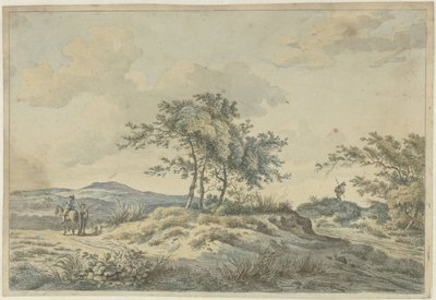 ライダーと歩行者のいる風景 三本の木と旅人のいる風景 作： Hermanus Fock