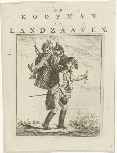 歌のシートと兵士との漫画 ウィレム V の漫画 Landzaaten の商人 (オブジェクトのタイトル) 作： Hermanus Fock