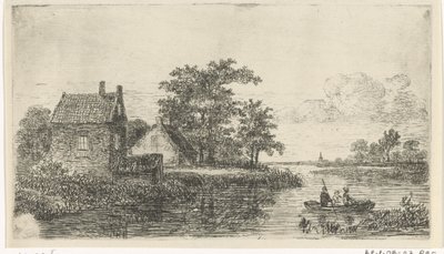 ボートに乗った 3 人の男性 作： Hermanus Jan Hendrik van Rijkelijkhuysen