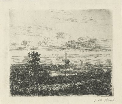 風車のある風景 作： Hermanus Jan Hendrik van Rijkelijkhuysen