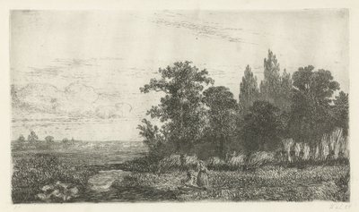 森の端の小川のそばの男女 作： Hermanus Jan Hendrik van Rijkelijkhuysen