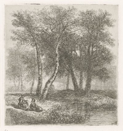 水辺の母と子 作： Hermanus Jan Hendrik van Rijkelijkhuysen