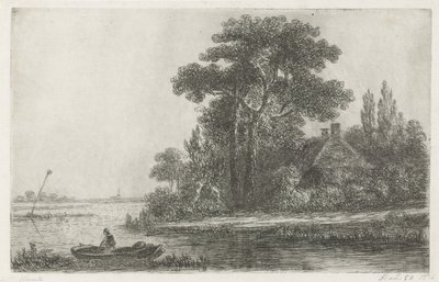 ビーコンのある川の風景 作： Hermanus Jan Hendrik van Rijkelijkhuysen