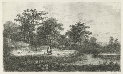 池で 2 つのハンター 作： Hermanus Jan Hendrik van Rijkelijkhuysen