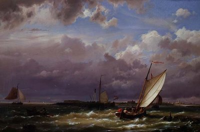 エンクハイゼン沖、ズィーダー・ゼー川沿い 作： Hermanus Koekkoek