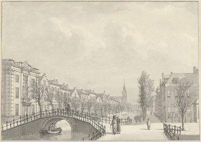 1807年、ニーウステーク橋から見たライデンのラーペンブルクの眺め 作： Hermanus Numan (signed by artist)