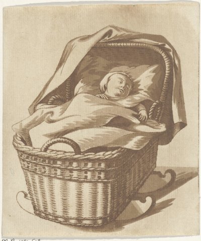 ベビーベッドで眠る赤ちゃん 作： Hermanus Numan