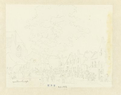 ファルケンブルグ村の市場 作： Hermanus Petrus Schouten