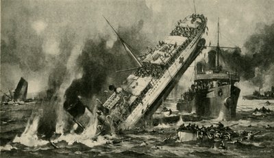 アングリアの沈没、第一次世界大戦、1915年11月17日、c1920。 作： Hermanus Willem Koekkoek
