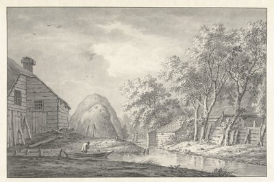 釣り人と運河の眺め 作： Hermanus van Brussel