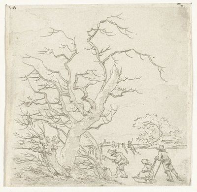 スケーターと木こりのいる冬の風景 作： Hermanus van Brussel