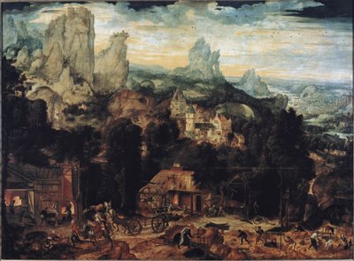 銅山 - 油彩・キャンバス 作： Herri met de (c.1510 p.1550) Bles