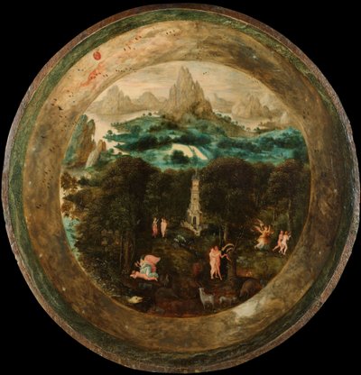 パラダイス、c.1541-50（パネルに油彩） 作： Herri met de (c.1510 p.1550) Bles