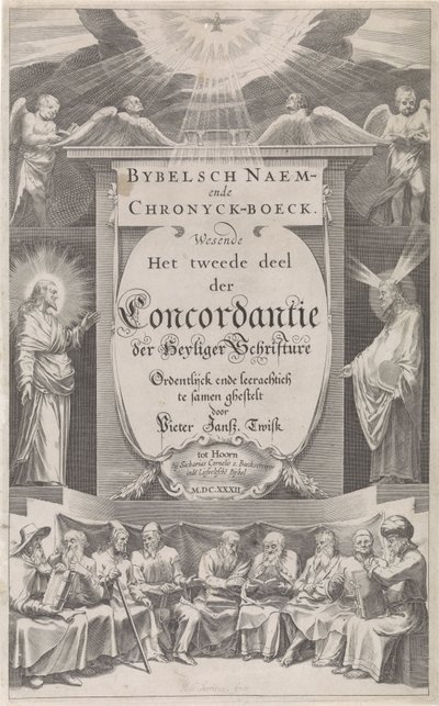 「Bijbelsch Naemen Chronijckboek」のタイトル ページ、1632 年 聖書の名前と年代記の本 (オブジェクトのタイトル) 作： Hessel Gerritsz