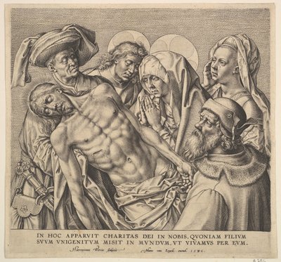 キリストの体を担ぐ、1586年。 作： Hieronymous Wierix