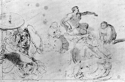 ジェローム・ボッシュによるスケッチのページ 作： Hieronymus Bosch