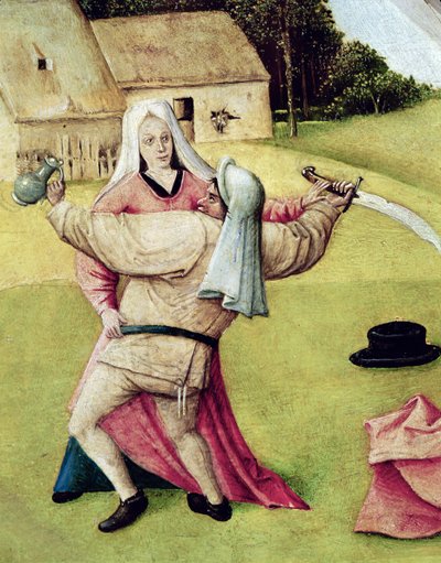 怒り、「七つの大罪と最後の四つの事の表」の詳細、c.1480 作： Hieronymus Bosch