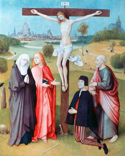 寄付者および聖人との十字架上のキリスト、c1480-1516 作： Hieronymus Bosch