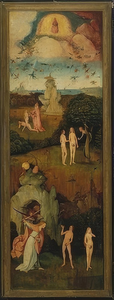 干し草カート（三連祭壇画）。左パネル。 1515年頃 作： Hieronymus Bosch