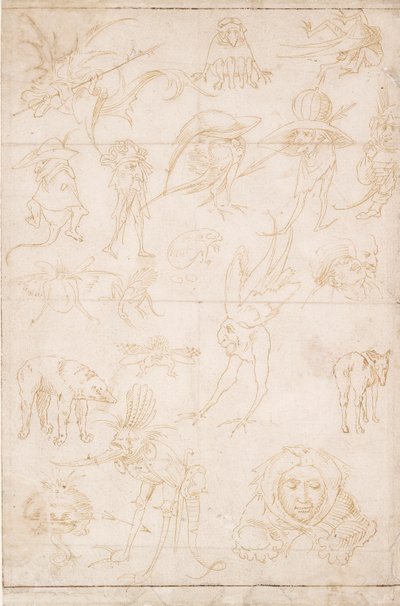グロテスクな研究、c1500-1520 作： Hieronymus Bosch