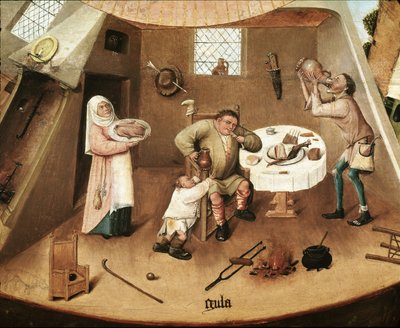 七つの大罪：強欲詳細（パネルに油彩 作： Hieronymus Bosch