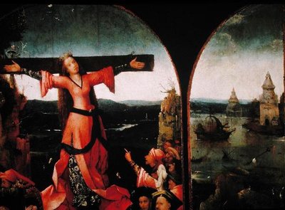 聖リベラータのトリプティク（パネルに油彩）（165417の細部） 作： Hieronymus Bosch